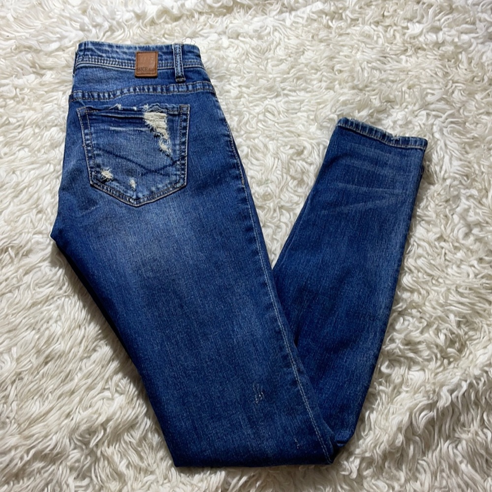 BKE denim Stella Mid-Rise Ankle Skinny Distressed